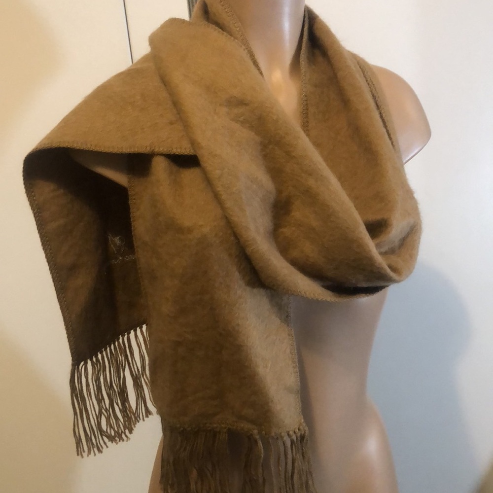 ALPACA CAMARGO  Fringed brown color, Alpaca SCARF  long  70 X 9”